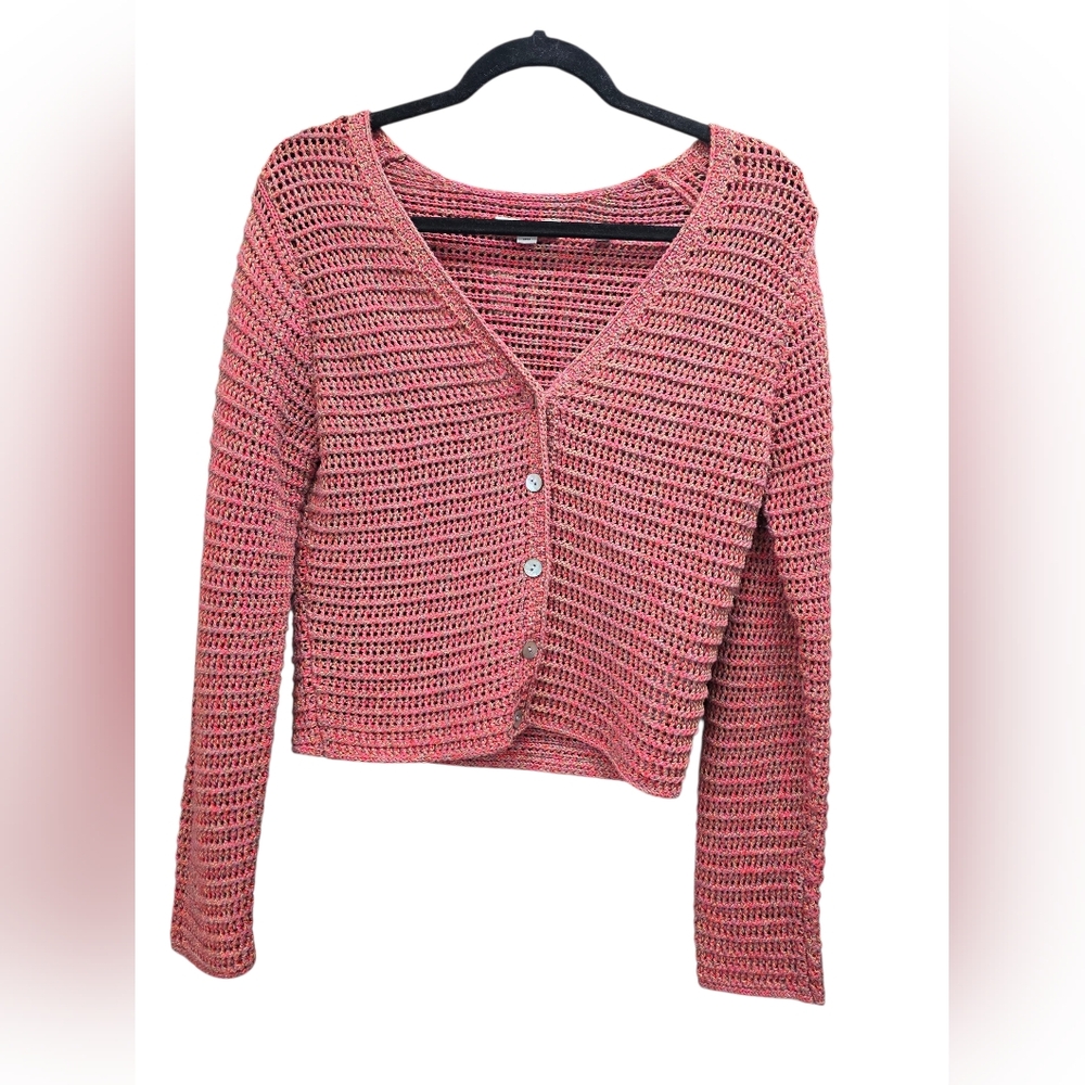 Vince‎ Pink Open-Knit Cardigan